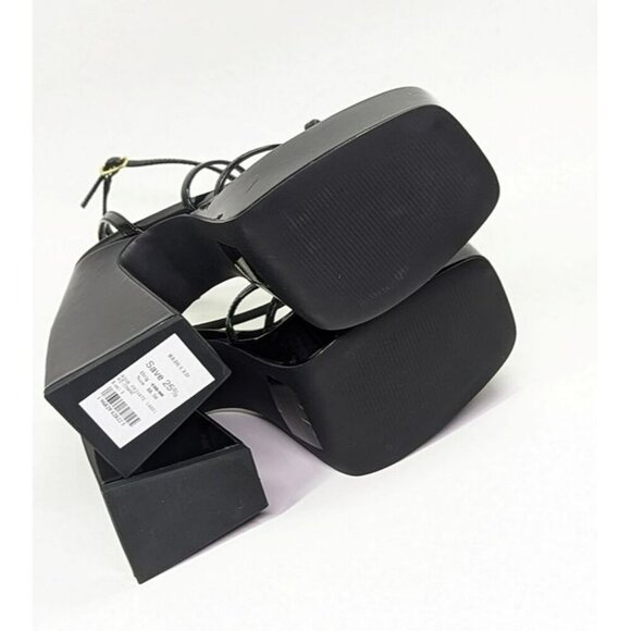 Aqua Chance Strappy Open Toe Platform Block Heels Black Size 8 (MSRP $118) - Picture 8 of 10